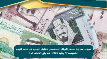 هبوط مفاجئ لسعر الريال السعودي مقابل الجنيه في مصر اليوم الخميس 17 يوليو 2025 – كم بلغ الانخفاض؟